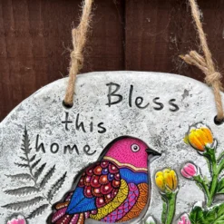 Bless This Home Cement Hanging Plaque -Home Decoration IMG E6474 edited167