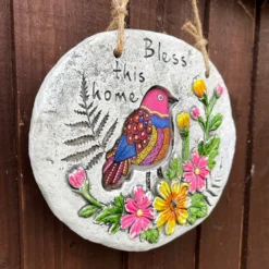 Bless This Home Cement Hanging Plaque -Home Decoration IMG E6476 edited169