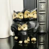 Monochrome Barn Owl Family Figurine