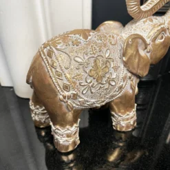 Set Of 2 Gold Indian Elephant Ornaments -Home Decoration IMG E6558