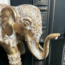 Set Of 2 Gold Indian Elephant Ornaments -Home Decoration IMG E6567