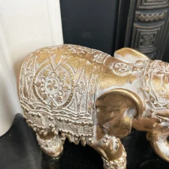 Set Of 2 Gold Indian Elephant Ornaments -Home Decoration IMG E6569