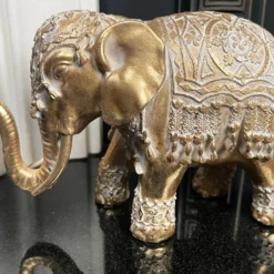 Set Of 2 Gold Indian Elephant Ornaments -Home Decoration IMG E6571