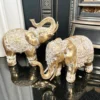 Set Of 2 Gold Indian Elephant Ornaments