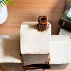 Ceramic Navy Blue 3 Houses Tea Light Holder -Home Decoration IMG E6721