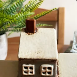 Ceramic Navy Blue 3 Houses Tea Light Holder -Home Decoration IMG E6726