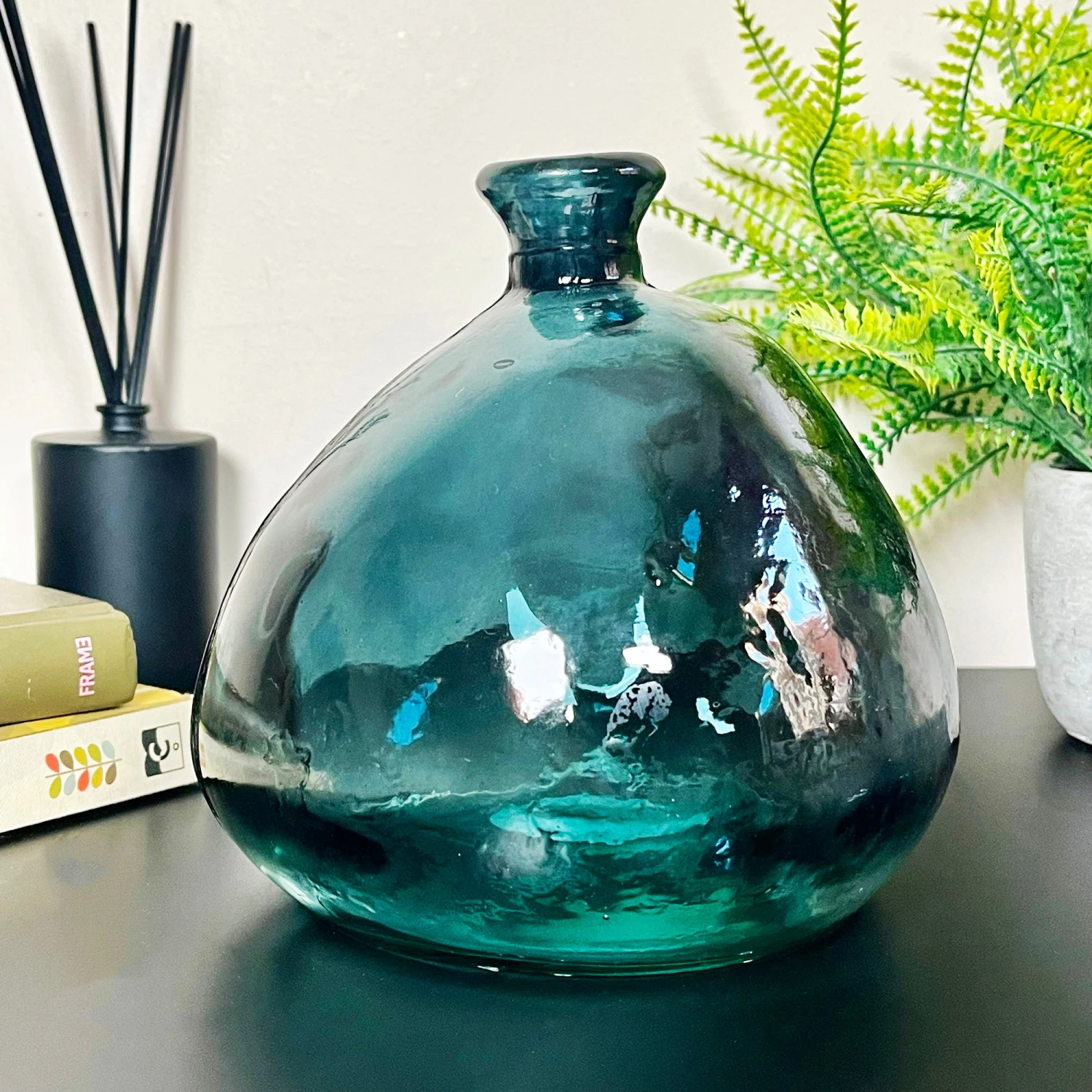 Recycled Glass Dark Blue Bubble Vase 1 Recycled Glass Dark Blue Bubble Vase