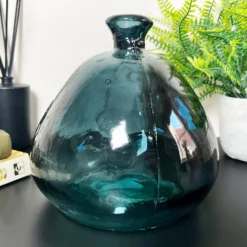 Recycled Glass Dark Blue Bubble Vase 11 Recycled Glass Dark Blue Bubble Vase -Home Decoration IMG E6992