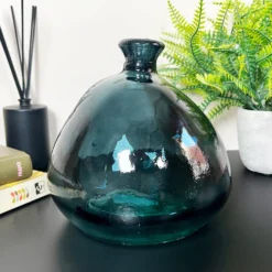 Recycled Glass Dark Blue Bubble Vase 12 Recycled Glass Dark Blue Bubble Vase -Home Decoration IMG E6993