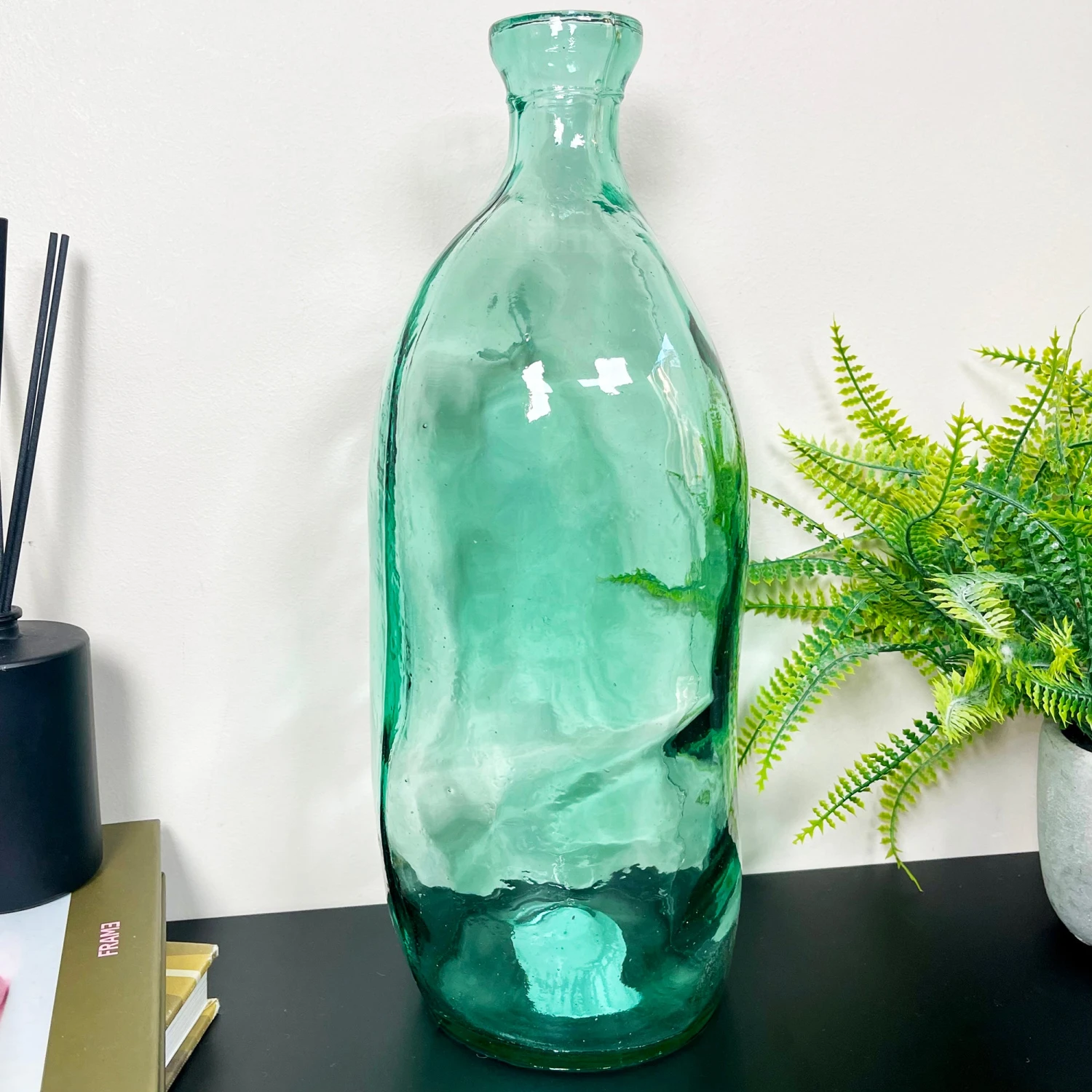 Recycled Glass Tall Bottle Vase 1 Recycled Glass Tall Bottle Vase