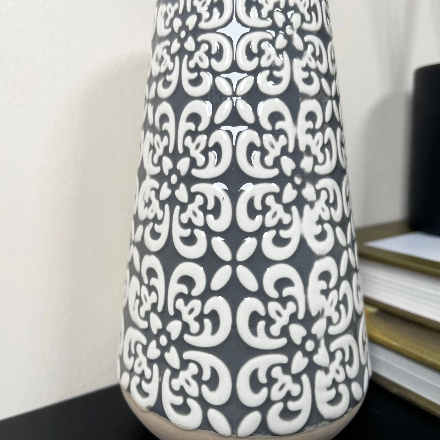 Grey Embossed Oval Serenity Vase 3 Grey Embossed Oval Serenity Vase - Image 3