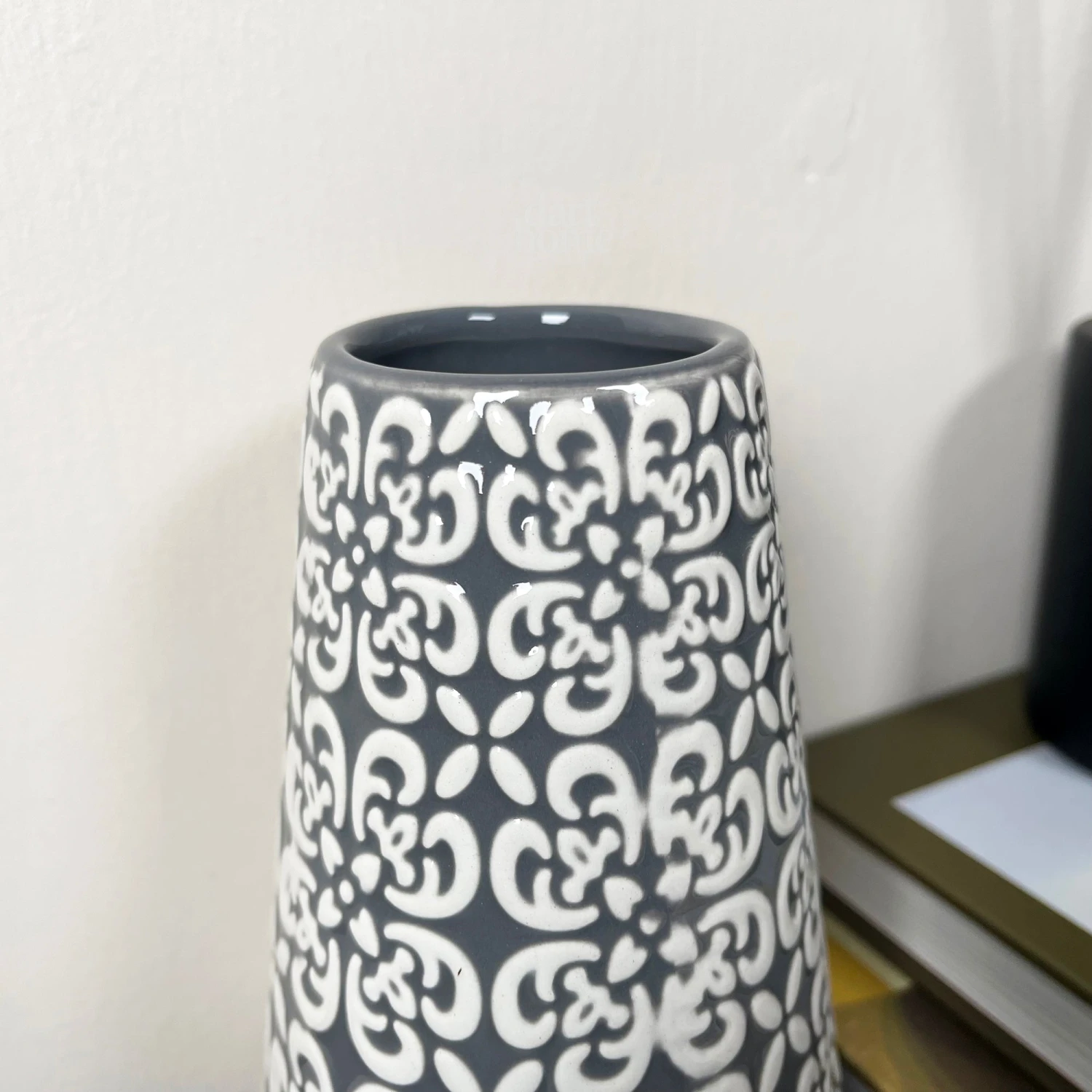 Grey Embossed Oval Serenity Vase 4 Grey Embossed Oval Serenity Vase - Image 4