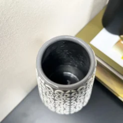 Grey Embossed Oval Serenity Vase 13 Grey Embossed Oval Serenity Vase -Home Decoration IMG E7078