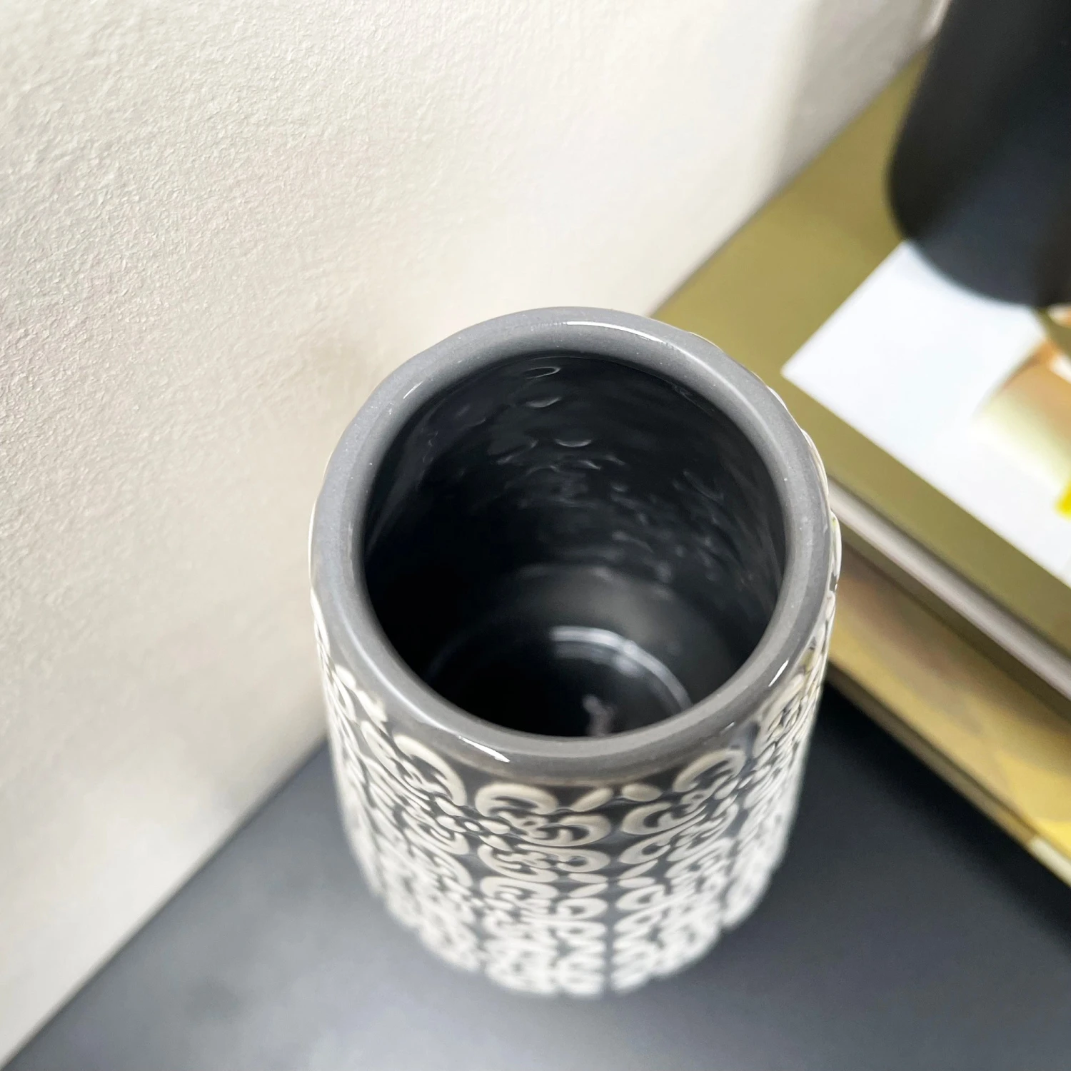 Grey Embossed Oval Serenity Vase 5 Grey Embossed Oval Serenity Vase - Image 5