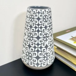 Grey Embossed Oval Serenity Vase 15 Grey Embossed Oval Serenity Vase -Home Decoration IMG E7080