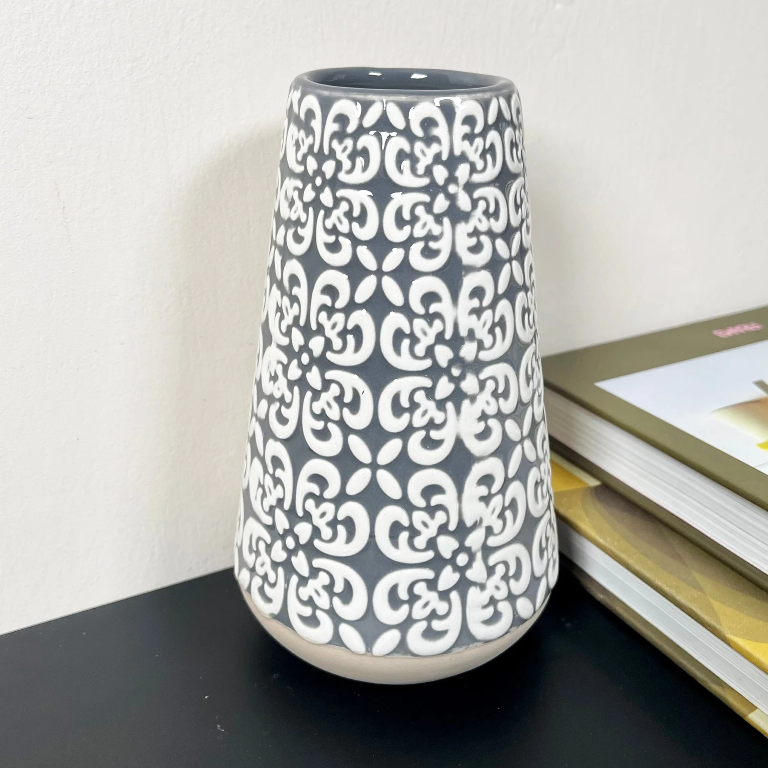 Grey Embossed Oval Serenity Vase 8 Grey Embossed Oval Serenity Vase - Image 8