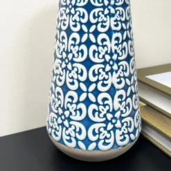 Blue Embossed Oval Serenity Vase -Home Decoration IMG E7089