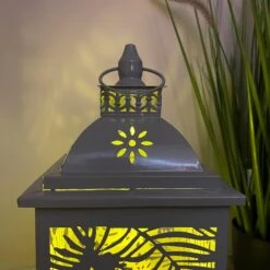 LED Grey Leaf Hurricane Lanterns -Home Decoration IMG E7187 edited300