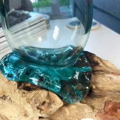 33cm Molten Glass Vase On Driftwood Stand 12 33cm Molten Glass Vase On Driftwood Stand -Home Decoration IMG E7329