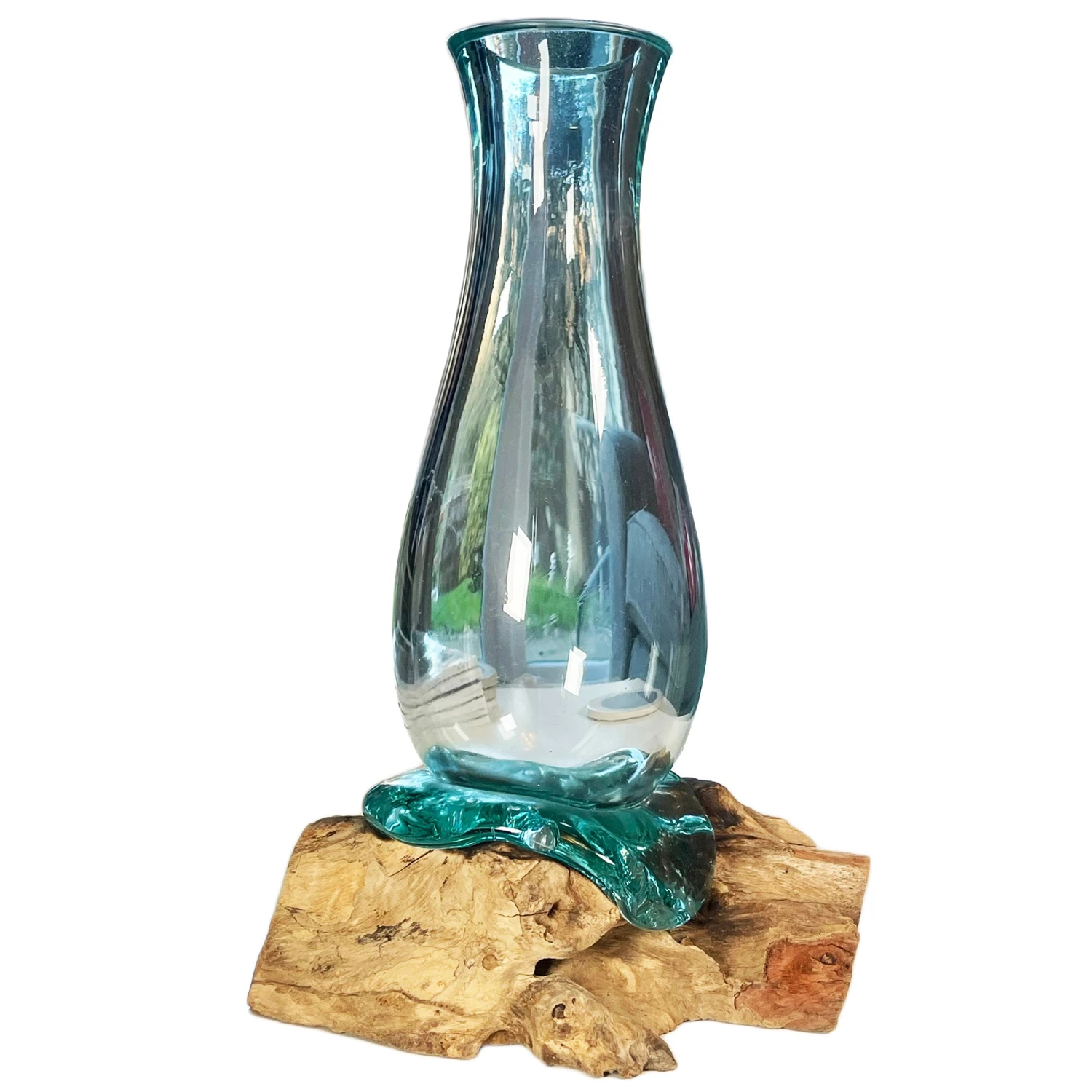 33cm Molten Glass Vase On Driftwood Stand 8 33cm Molten Glass Vase On Driftwood Stand - Image 8