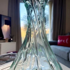 35cm Crinkle Molten Glass Vase On Driftwood Stand -Home Decoration IMG E7379