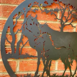 Horse And Foal Silhouette Metal Wall Art 60cm -Home Decoration IMG E7411 editedO
