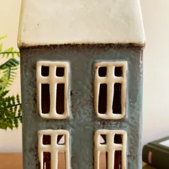 Tall Ceramic Grey House Tea Light Holder -Home Decoration IMG E7640 scaled