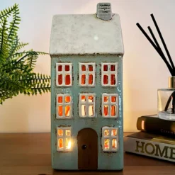 Home Decoration 9 Tall Blue House Tea Light Holder