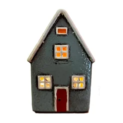 Ceramic Grey Cottage House Tealight Holder -Home Decoration IMG E7663copy scaled