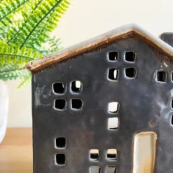 Blue Ceramic Town House Candle Holder -Home Decoration IMG E7708 scaled