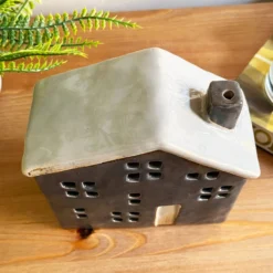 Blue Ceramic Town House Candle Holder -Home Decoration IMG E7710 scaled