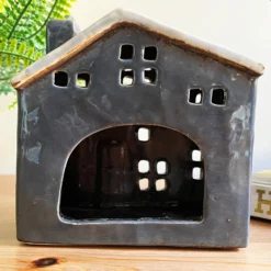 Blue Ceramic Town House Candle Holder -Home Decoration IMG E7712 scaled