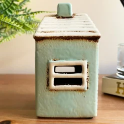 Ceramic Blue House Tealight Holder -Home Decoration IMG E7717 scaled