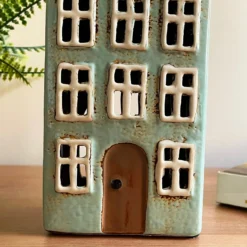 Tall Blue House Tea Light Holder -Home Decoration IMG E7736 scaled