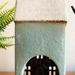 Tall Blue House Tea Light Holder -Home Decoration IMG E7743 scaled