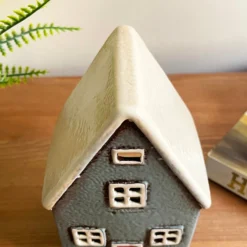 Ceramic Grey Cottage House Tealight Holder -Home Decoration IMG E7760 scaled