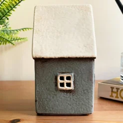 Ceramic Grey Cottage House Tealight Holder -Home Decoration IMG E7761 scaled
