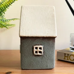 Ceramic Grey Cottage House Tealight Holder -Home Decoration IMG E7764 scaled