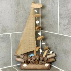Large Driftwood Boat Sculpture