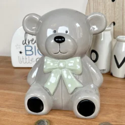 Ceramic Teddy Bear Moneybox - Dark Grey -Home Decoration IMG E7884 editedBU