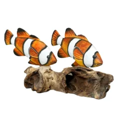 Clownfish On Driftwood Coral Sculpture -Home Decoration IMG E7921copy