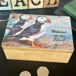 Rustic Puffin Trinket Box