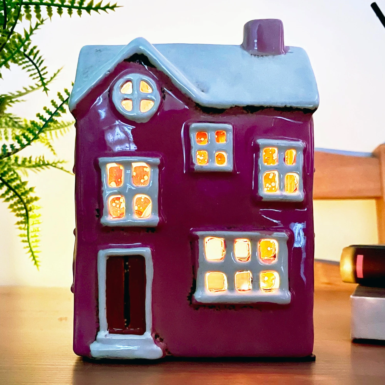 Ceramic Pink Modern House Candle Lantern 1 Ceramic Pink Modern House Candle Lantern