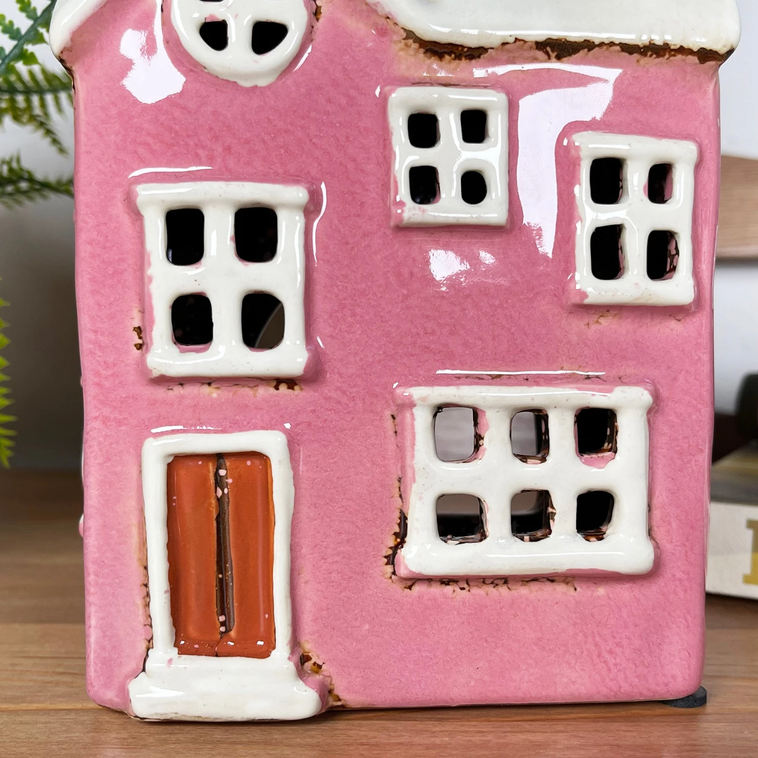 Ceramic Pink Modern House Candle Lantern 3 Ceramic Pink Modern House Candle Lantern - Image 3