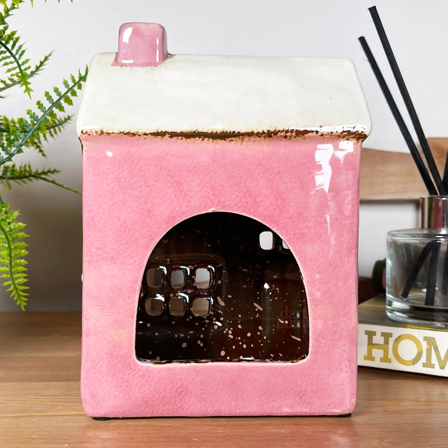 Ceramic Pink Modern House Candle Lantern 6 Ceramic Pink Modern House Candle Lantern - Image 6