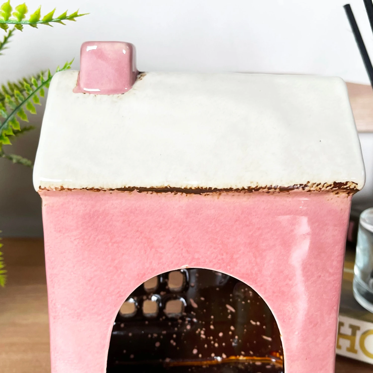 Ceramic Pink Modern House Candle Lantern 8 Ceramic Pink Modern House Candle Lantern - Image 8