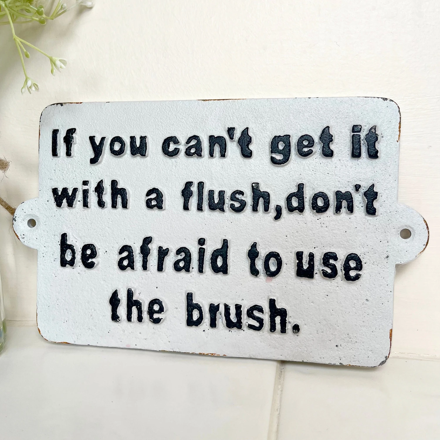 Cast Iron Use The Brush Bathroom Wall Sign 22cm 1 Cast Iron Use The Brush Bathroom Wall Sign 22cm
