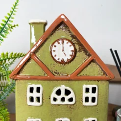 Green Clock Tower House Candle Holder -Home Decoration IMG E8234