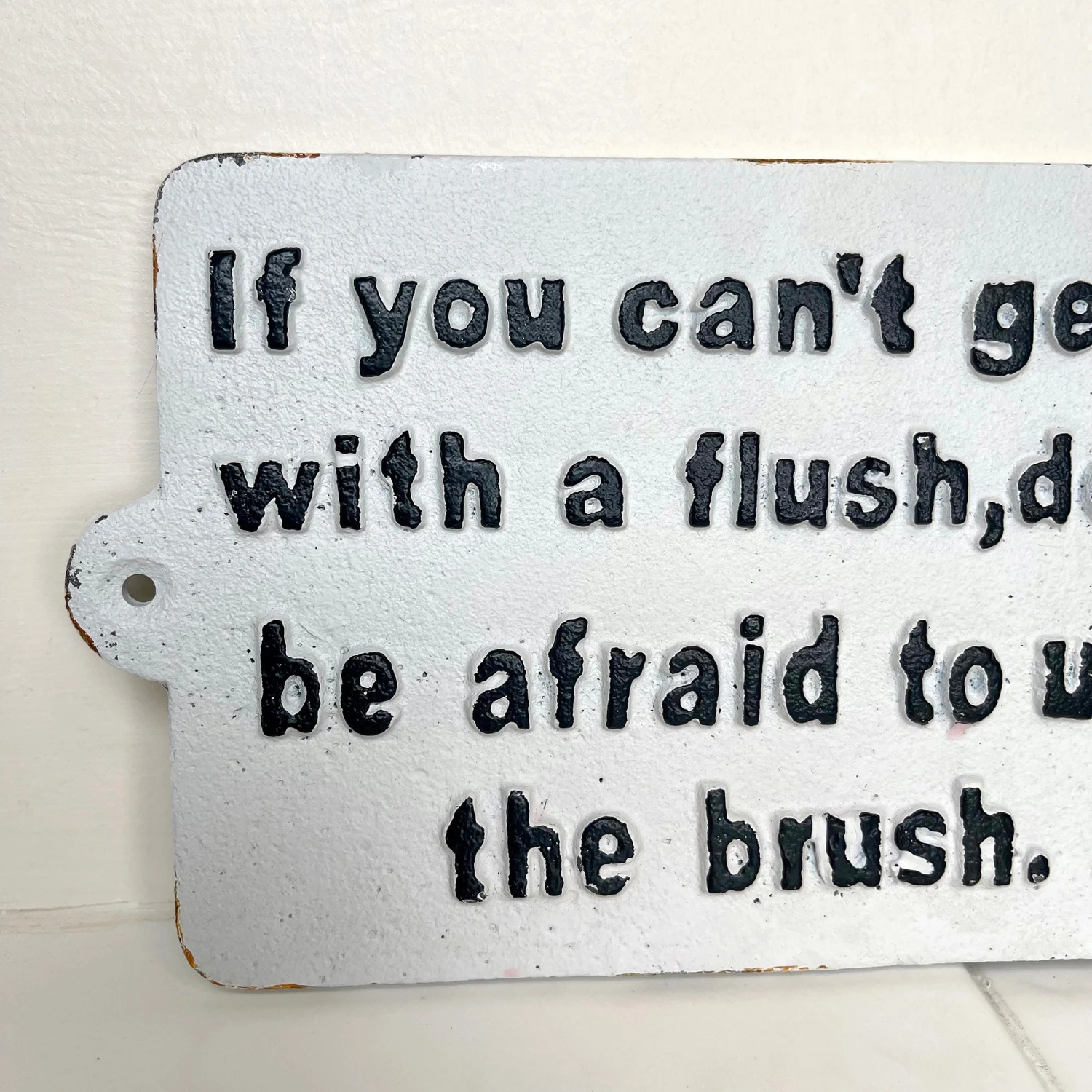 Cast Iron Use The Brush Bathroom Wall Sign 22cm 4 Cast Iron Use The Brush Bathroom Wall Sign 22cm - Image 4