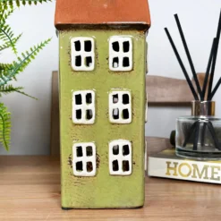 Green Clock Tower House Candle Holder -Home Decoration IMG E8237
